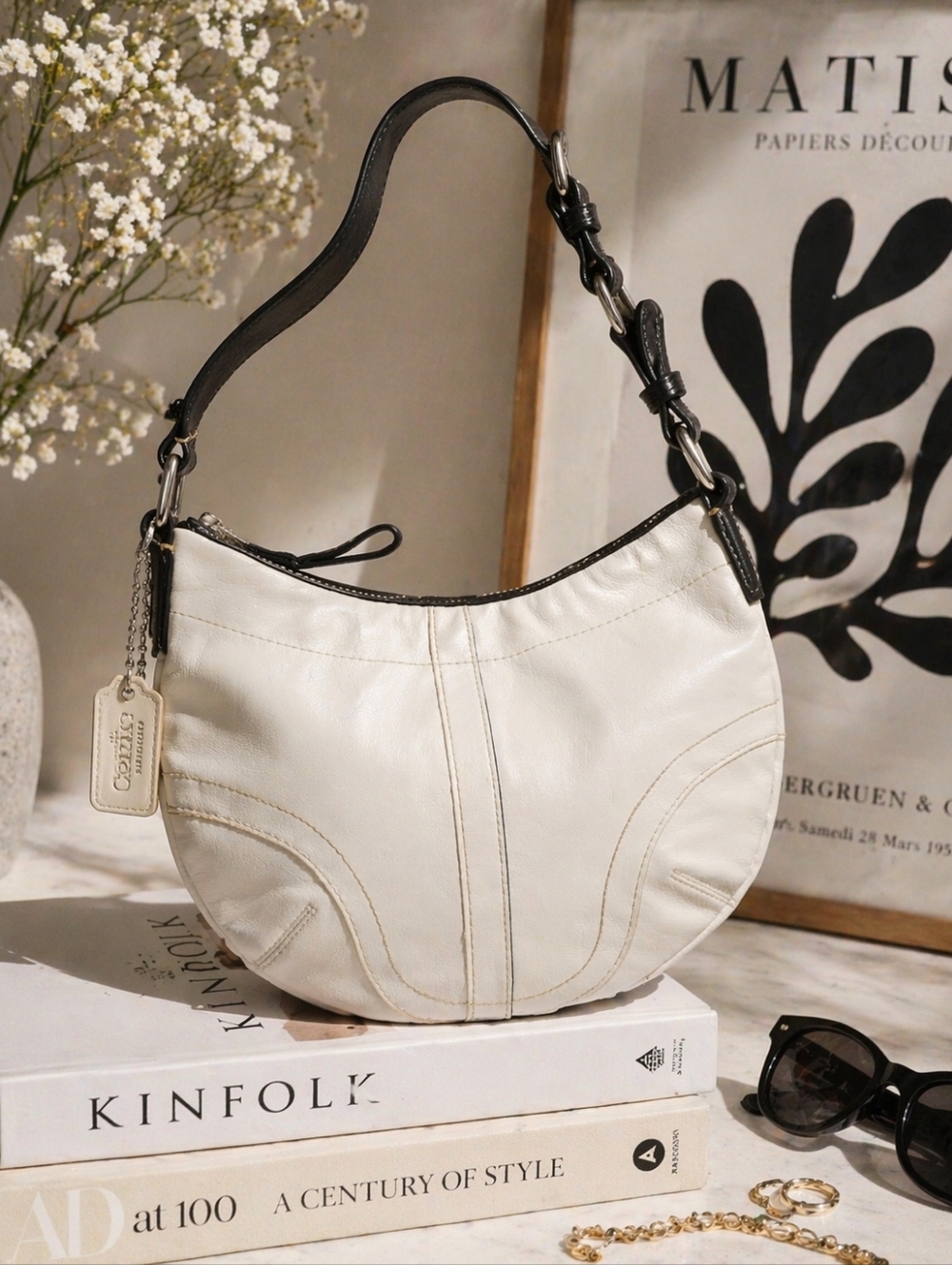 Coach Soho Hobo Shoulder Bag White Leather Classic Y2K Vintage